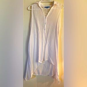Solitaire Swim Cover Up Women’s Large White Sheer Lace Cotton Beach